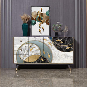 Blossbury Modern Sideboard Cabinet, Black Plywood & Painted Steel Storage Unit with Legs, Contemporary Living Room Sideboard - Sleek Furniture