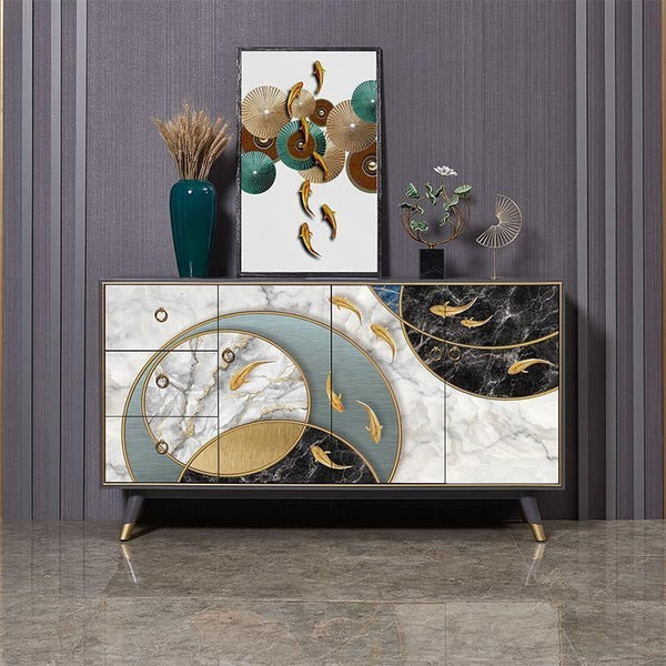 Blossbury Modern Sideboard Cabinet, Black Plywood & Painted Steel Storage Unit with Legs, Contemporary Living Room Sideboard - Sleek Furniture