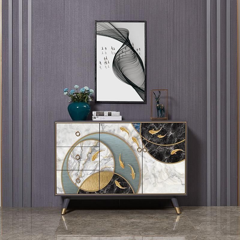 Blossbury Modern Sideboard Cabinet, Black Plywood & Painted Steel Storage Unit with Legs, Contemporary Living Room Sideboard - Sleek Furniture