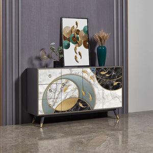 Blossbury Modern Sideboard Cabinet, Black Plywood & Painted Steel Storage Unit with Legs, Contemporary Living Room Sideboard - Sleek Furniture