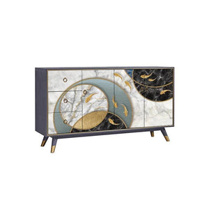 Blossbury Modern Sideboard Cabinet, Black Plywood & Painted Steel Storage Unit with Legs, Contemporary Living Room Sideboard - Sleek Furniture