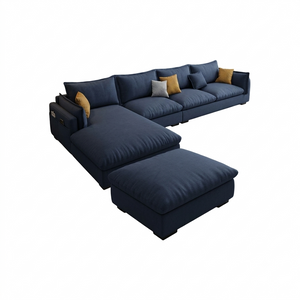 G918 Amos Three Seater Corner Sofa – Modern Leathaire Upholstered L-Shaped Sofa | Comfortable Contemporary Living Room Couch (Grey, Beige, Dark Grey, Blue)