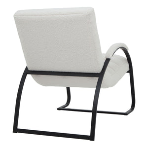 Boucle Ribbed Ark Chair – Ergonomic, Luxury Fabric & Metal Accent Chair, Black/Grey - My Store