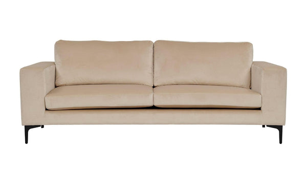 Bolero 3-Seater Sofa, Beige Velvet | Modern Design with Wide Armrests