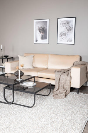 Bolero 3-Seater Sofa, Beige Velvet | Modern Design with Wide Armrests