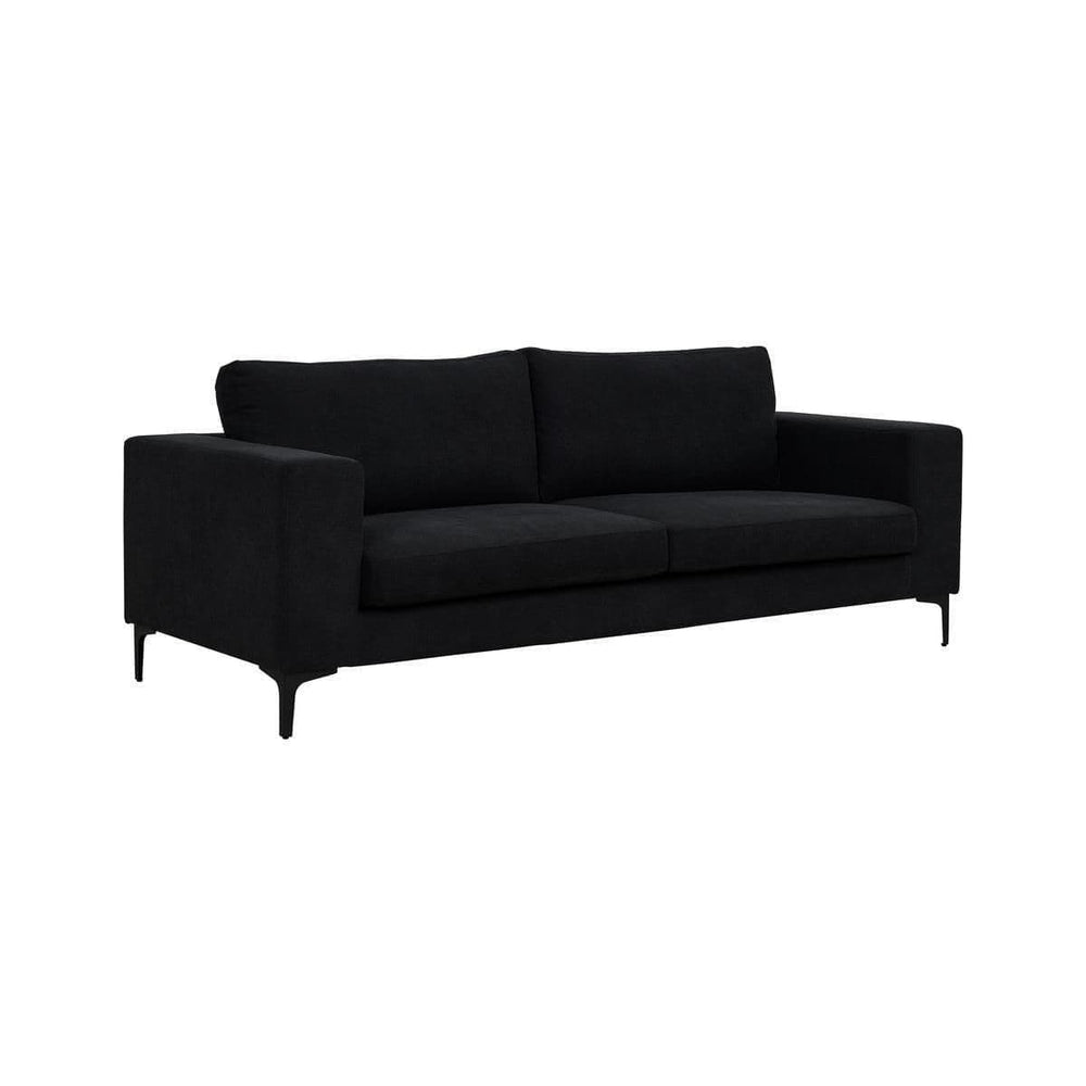 Bolero 2–3 Seater Sofa, Black Fabric | Elegant Scandinavian Design with Wide Armrests