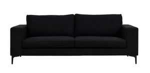 Bolero 2–3 Seater Sofa, Black Fabric | Elegant Scandinavian Design with Wide Armrests