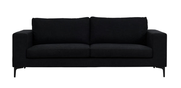 Bolero 2–3 Seater Sofa, Black Fabric | Elegant Scandinavian Design with Wide Armrests