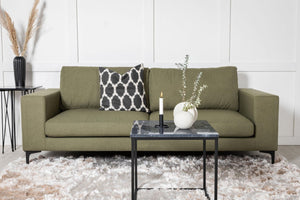 Bolero 3-Seater Sofa in Dusty Green | Modern Fabric Couch with Wide Armrests | Stylish Living Room Sofa