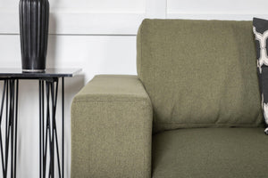 Bolero 3-Seater Sofa in Dusty Green | Modern Fabric Couch with Wide Armrests | Stylish Living Room Sofa