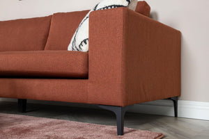 Bolero 2–3 Seater Sofa, Rusty Red Fabric | Classic Design with Wide Armrests