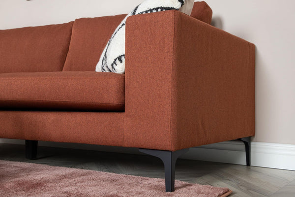 Bolero 2–3 Seater Sofa, Rusty Red Fabric | Classic Design with Wide Armrests