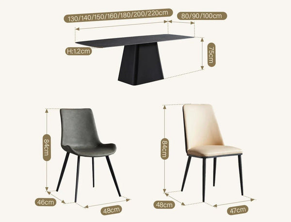 Bontempi Dining Table with Sintered Stone Top, Modern Grey & White Dining Table, Painted Steel Base, Contemporary 6 Seater Dining Room Table - Sleek Furniture