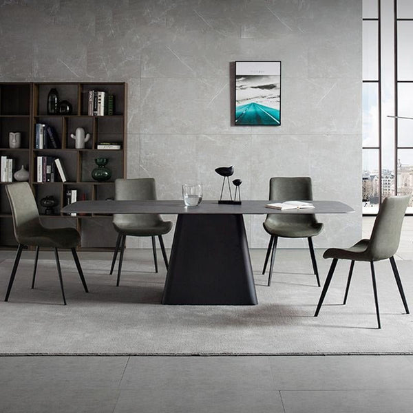 Bontempi Dining Table with Sintered Stone Top, Modern Grey & White Dining Table, Painted Steel Base, Contemporary 6 Seater Dining Room Table - Sleek Furniture