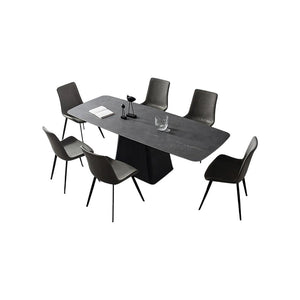 Bontempi Dining Table with Sintered Stone Top, Modern Grey & White Dining Table, Painted Steel Base, Contemporary 6 Seater Dining Room Table - Sleek Furniture