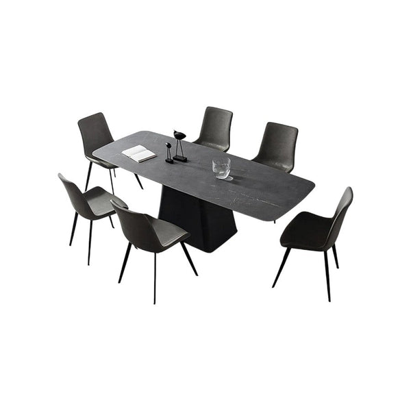 Bontempi Dining Table with Sintered Stone Top, Modern Grey & White Dining Table, Painted Steel Base, Contemporary 6 Seater Dining Room Table - Sleek Furniture