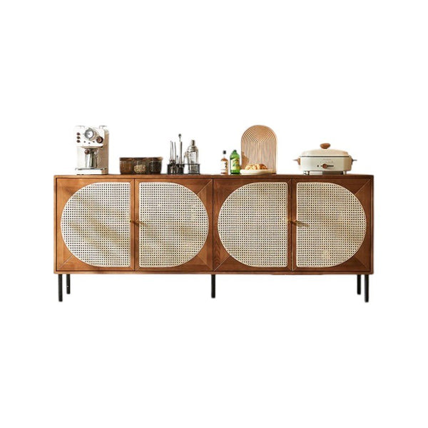 Booker Rattan Sideboard – 200cm Solid Wood Storage Cabinet with Natural Rattan Doors, Modern Contemporary Buffet Unit for Living & Dining Room - Sleek Furniture