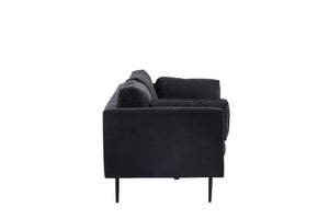 Boom 2–3 Seater Sofa, Black Linen Fabric | Scandinavian Design with Metal Legs