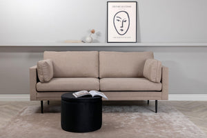 Boom 2-Seater Sofa, Black/Brown Fabric | Modern Nordic Design with Metal Legs