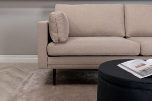 Boom 2-Seater Sofa, Black/Brown Fabric | Modern Nordic Design with Metal Legs