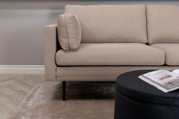 Boom 2-Seater Sofa, Black/Brown Fabric | Modern Nordic Design with Metal Legs