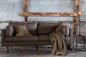 Boom 2-Seater Sofa, Black/Brown Microfiber | Nordic Design with Metal Legs