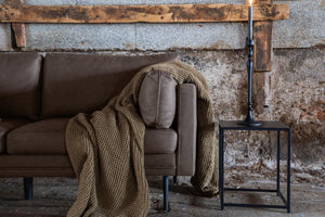 Boom 2-Seater Sofa, Black/Brown Microfiber | Nordic Design with Metal Legs