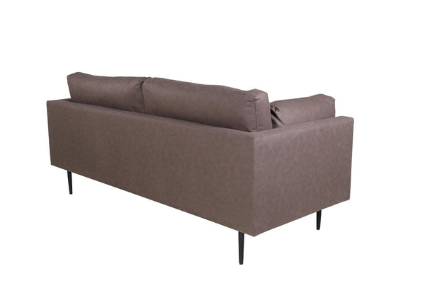 Boom 2-Seater Sofa, Black/Brown Microfiber | Nordic Design with Metal Legs