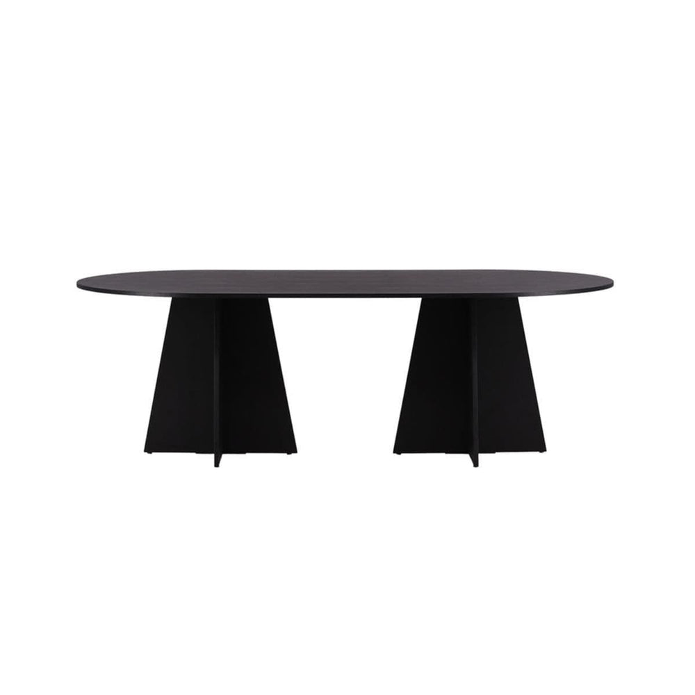 Bootcut Oval Dining Table | Black MDF with Cone-Shaped Base