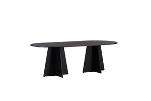 Bootcut Oval Dining Table | Black MDF with Cone-Shaped Base
