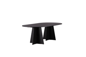 Bootcut Oval Dining Table | Black MDF with Cone-Shaped Base