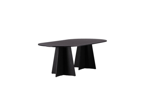 Bootcut Oval Dining Table | Black MDF with Cone-Shaped Base