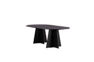 Bootcut Oval Dining Table | Black MDF with Cone-Shaped Base