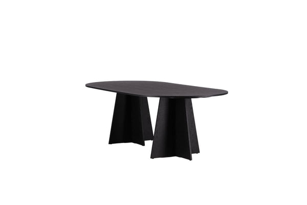 Bootcut Oval Dining Table | Black MDF with Cone-Shaped Base