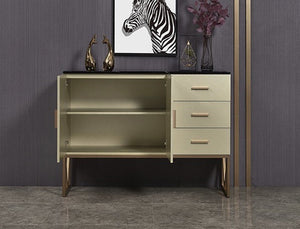 Bossett Modern Sideboard Cabinet – Dark Green Storage Unit with Gold Metal Accents, Contemporary MDF Buffet Cabinet for Living Room & Dining Room - Sleek Furniture