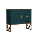 Bossett Modern Sideboard Cabinet – Dark Green Storage Unit with Gold Metal Accents, Contemporary MDF Buffet Cabinet for Living Room & Dining Room - Sleek Furniture