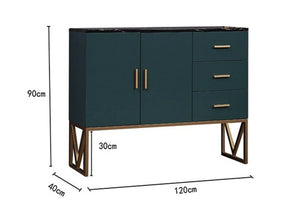 Bossett Modern Sideboard Cabinet – Dark Green Storage Unit with Gold Metal Accents, Contemporary MDF Buffet Cabinet for Living Room & Dining Room - Sleek Furniture