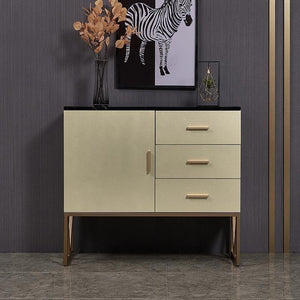 Bossett Modern Sideboard Cabinet – Dark Green Storage Unit with Gold Metal Accents, Contemporary MDF Buffet Cabinet for Living Room & Dining Room - Sleek Furniture