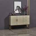 Bossett Modern Sideboard Cabinet – Dark Green Storage Unit with Gold Metal Accents, Contemporary MDF Buffet Cabinet for Living Room & Dining Room - Sleek Furniture
