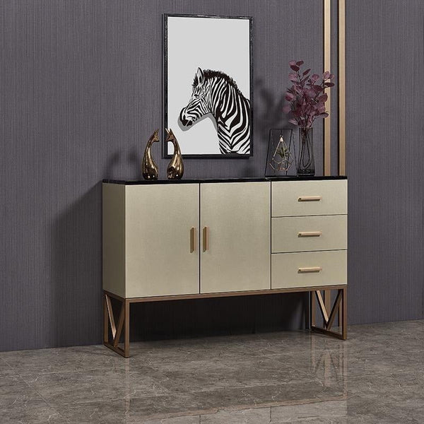 Bossett Modern Sideboard Cabinet – Dark Green Storage Unit with Gold Metal Accents, Contemporary MDF Buffet Cabinet for Living Room & Dining Room - Sleek Furniture
