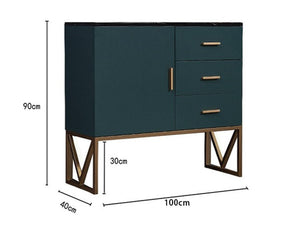 Bossett Modern Sideboard Cabinet – Dark Green Storage Unit with Gold Metal Accents, Contemporary MDF Buffet Cabinet for Living Room & Dining Room - Sleek Furniture