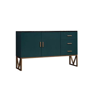 Bossett Modern Sideboard Cabinet – Dark Green Storage Unit with Gold Metal Accents, Contemporary MDF Buffet Cabinet for Living Room & Dining Room - Sleek Furniture