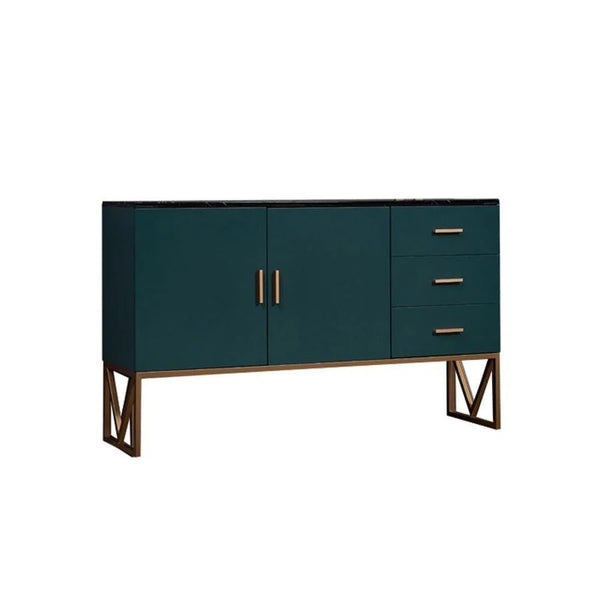 Bossett Modern Sideboard Cabinet – Dark Green Storage Unit with Gold Metal Accents, Contemporary MDF Buffet Cabinet for Living Room & Dining Room - Sleek Furniture