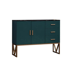 Bossett Modern Sideboard Cabinet – Dark Green Storage Unit with Gold Metal Accents, Contemporary MDF Buffet Cabinet for Living Room & Dining Room - Sleek Furniture