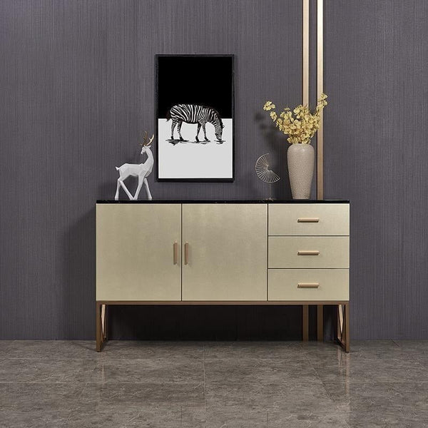Bossett Modern Sideboard Cabinet – Dark Green Storage Unit with Gold Metal Accents, Contemporary MDF Buffet Cabinet for Living Room & Dining Room - Sleek Furniture