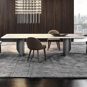 Boston Sintered Stone Dining Table – Modern Rectangle Dining Table with Metal Base, Luxury Contemporary Dining Table for Home & Dining Room - Sleek Furniture