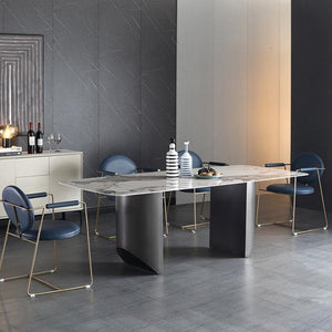 Boston Sintered Stone Dining Table – Modern Rectangle Dining Table with Metal Base, Luxury Contemporary Dining Table for Home & Dining Room - Sleek Furniture