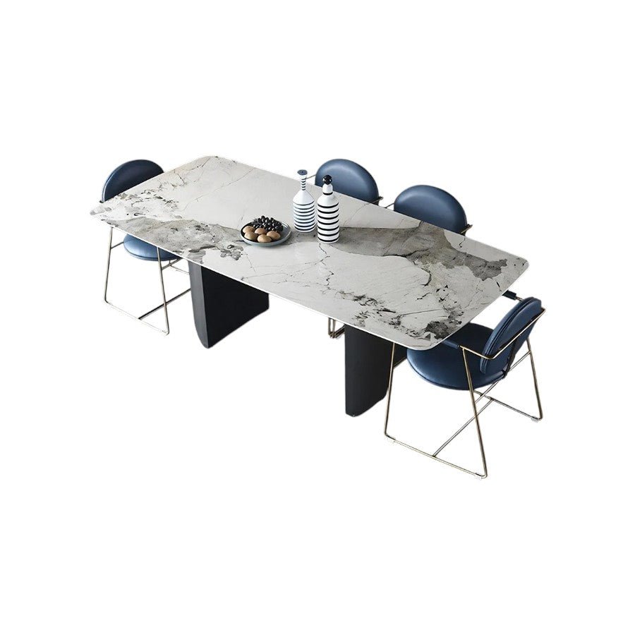 Boston Sintered Stone Dining Table – Modern Rectangle Dining Table with Metal Base, Luxury Contemporary Dining Table for Home & Dining Room - Sleek Furniture