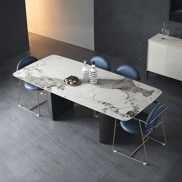 Boston Sintered Stone Dining Table – Modern Rectangle Dining Table with Metal Base, Luxury Contemporary Dining Table for Home & Dining Room - Sleek Furniture