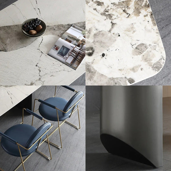 Boston Sintered Stone Dining Table – Modern Rectangle Dining Table with Metal Base, Luxury Contemporary Dining Table for Home & Dining Room - Sleek Furniture